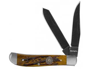 Remington Woods Trapper Pocket Knife Carbon Steel Blades Brown Bone Handle 15642
